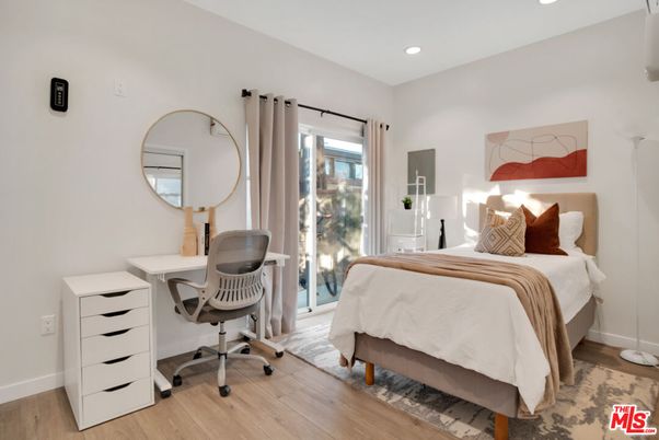 Bedroom, Home Office, Interior, Recessed Lighting, Wood Texture Flooring
