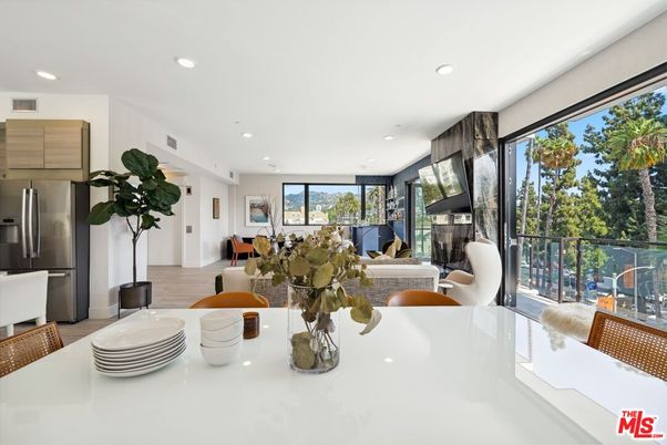 Dining room, Interior, Kitchen, Living room, Recessed Lighting, Stainless Steel Appliances, Wood Texture Flooring