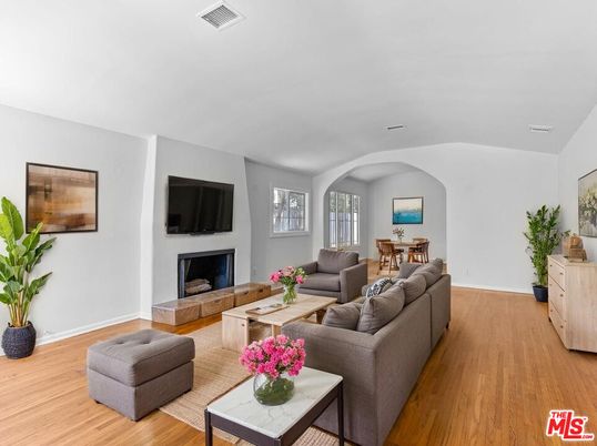 Dining room, Fireplace, Interior, Living room, Wood Texture Flooring