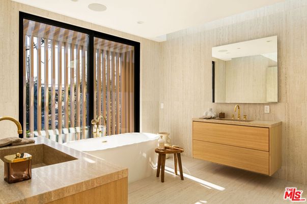 Bathroom, Interior, Recessed Lighting, Wood Texture Flooring