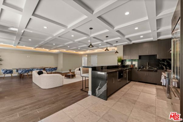 Interior, Kitchen, Living room, Pendant Lights, Recessed Lighting, Wood Texture Flooring
