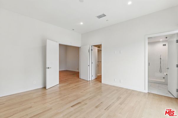 Bathroom, Empty room, Interior, Recessed Lighting, Wood Texture Flooring