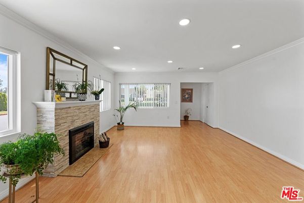 Fireplace, Interior, Recessed Lighting, Wood Texture Flooring