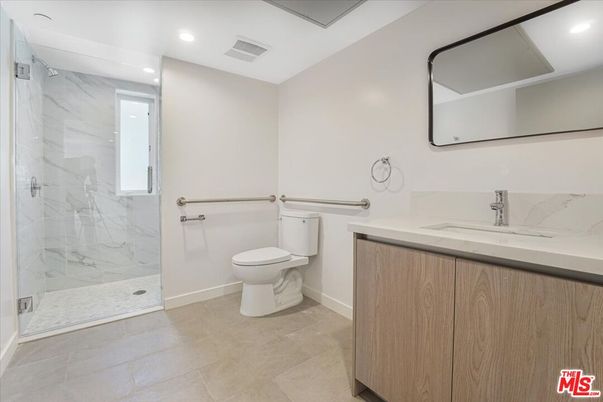 Bathroom, Glass Shower, Interior, Marble Walls, Recessed Lighting
