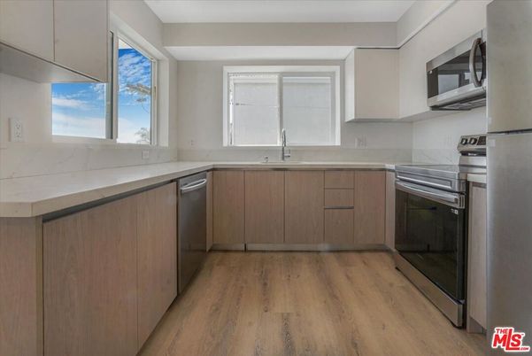 Interior, Kitchen, Stainless Steel Appliances, Wood Texture Flooring