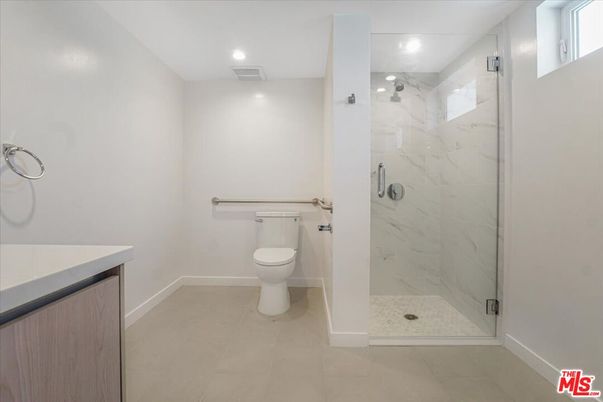 Bathroom, Glass Shower, Interior, Marble Walls, Recessed Lighting