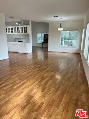 Empty room, Interior, Pendant Lights, Wood Texture Flooring