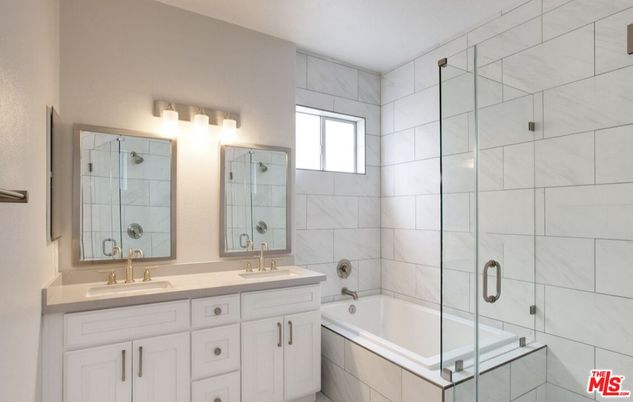 Bathroom, Dual Sink Vanities, Glass Shower, Interior, Marble Walls