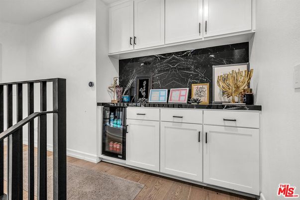 Interior, Kitchen, Marble Walls, Wood Texture Flooring