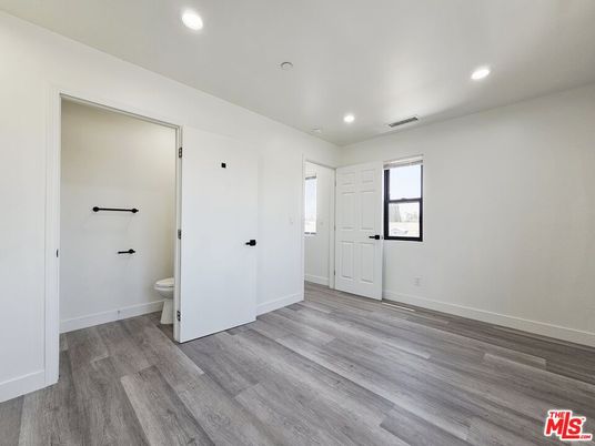 Bathroom, Empty room, Interior, Recessed Lighting, Wood Texture Flooring