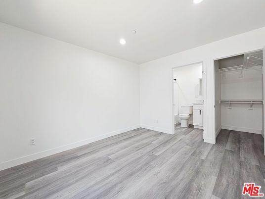 Bathroom, Empty room, Interior, Recessed Lighting, Wood Texture Flooring