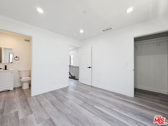 Bathroom, Empty room, Interior, Recessed Lighting, Wood Texture Flooring
