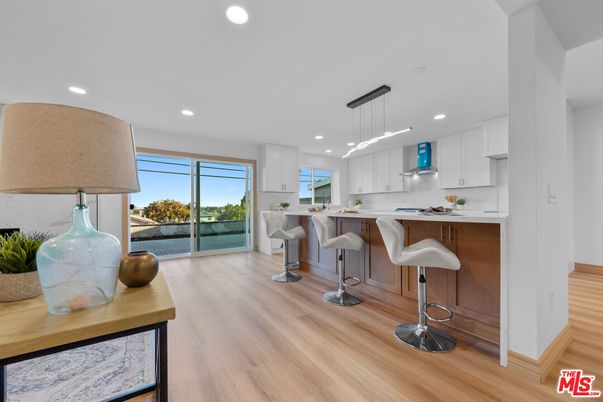 Interior, Kitchen, Pendant Lights, Recessed Lighting, Wood Texture Flooring