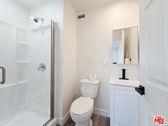 Bathroom, Glass Shower, Interior, Wood Texture Flooring