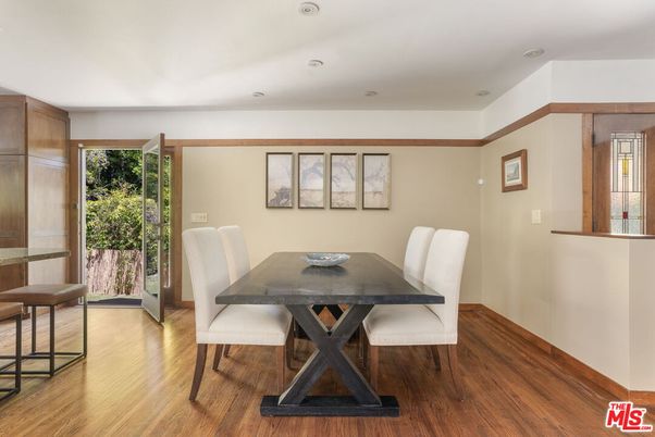 Dining room, Interior, Recessed Lighting, Wood Texture Flooring