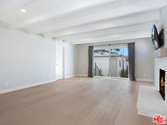 Empty room, Fireplace, Interior, Recessed Lighting, Wood Texture Flooring