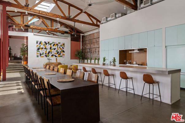 Dining room, Interior, Kitchen, Pendant Lights, Wooden Beams