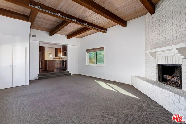 Empty room, Fireplace, Interior, Wooden Beams, Wooden Ceilings