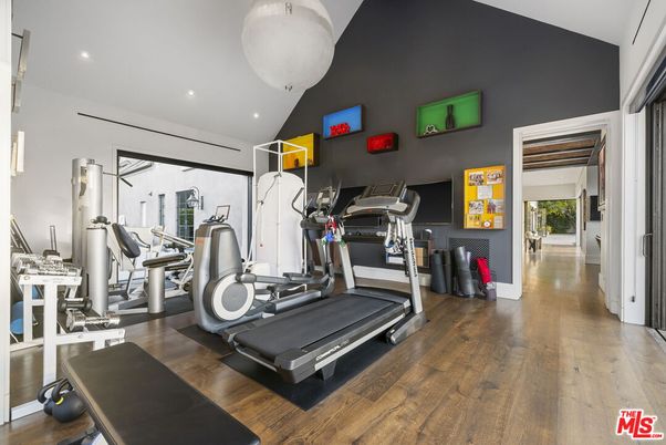 Fitness Equipment, Gym, Interior, Recessed Lighting, Wood Texture Flooring