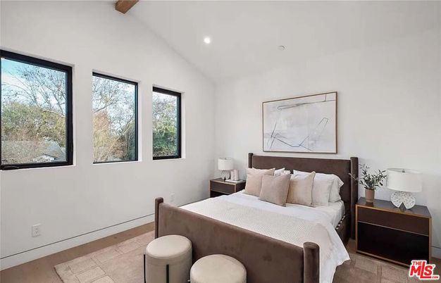 Bedroom, Interior, Recessed Lighting, Wooden Beams, Wood Texture Flooring