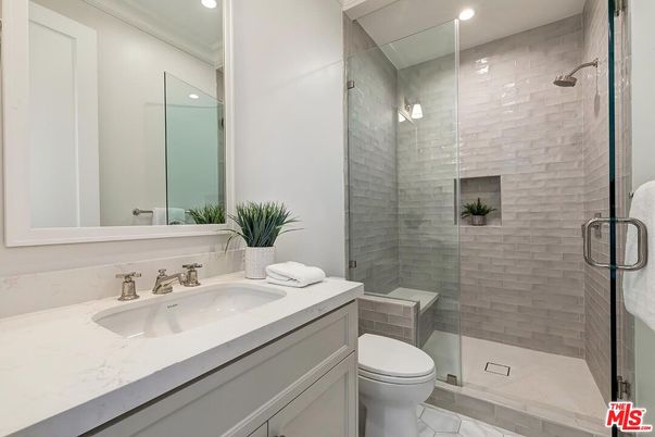 Bathroom, Glass Shower, Interior, Marble, Recessed Lighting