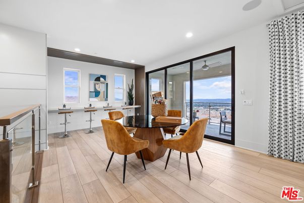 Dining room, Interior, Recessed Lighting, Water, Wood Texture Flooring