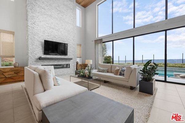 Fireplace, Interior, Living room, Stone Walls, Water