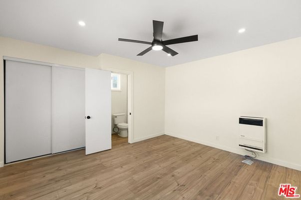 Bathroom, Empty room, Interior, Recessed Lighting, Wood Texture Flooring