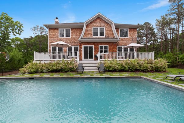 Exterior, Facade, Brick Facade, Pool, Queen Anne Victorian
