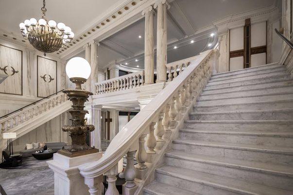 Chandelier, Interior, Marble, Recessed Lighting