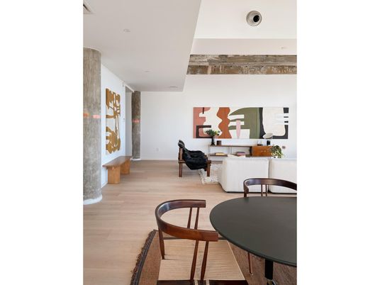 Interior, Living room, Recessed Lighting, Wood Texture Flooring