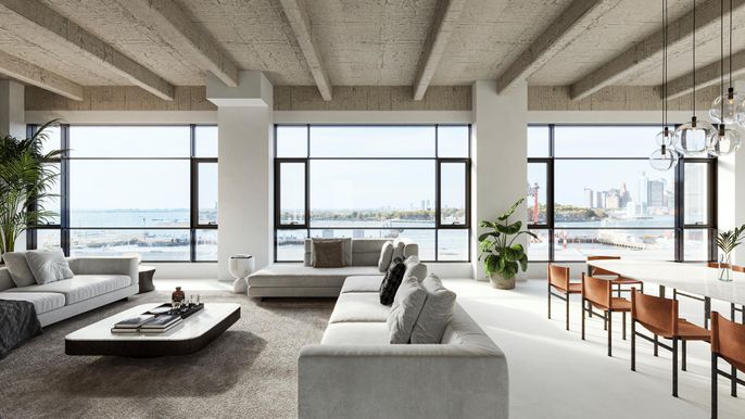 Dining room, Interior, Living room, Pendant Lights, Water