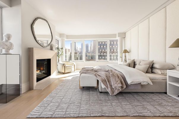 Bedroom, Fireplace, Interior, Wood Texture Flooring