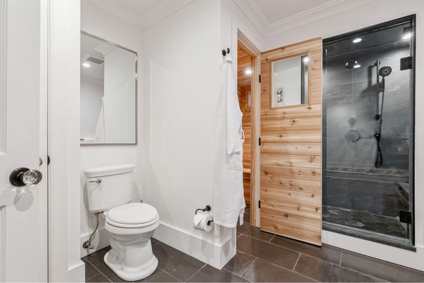 Bathroom, Glass Shower, Interior, Wooden Walls