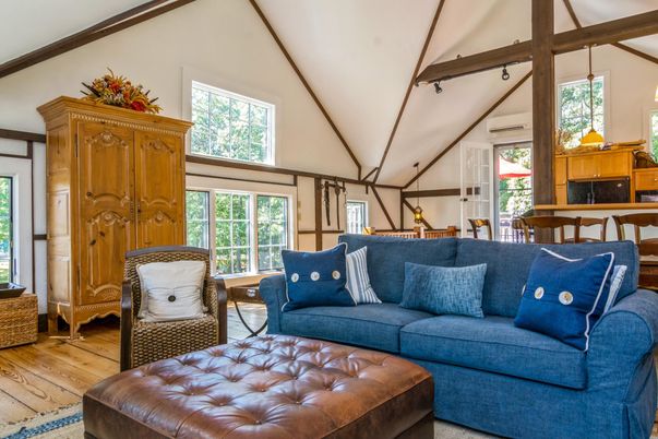 Fireplace, Interior, Living room, Pendant Lights, Wooden Beams, Wood Texture Flooring
