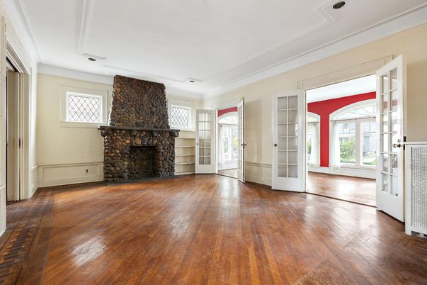 Empty room, Fireplace, Interior, Wood Texture Flooring