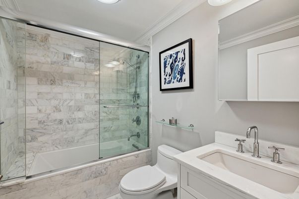 Bathroom, Glass Shower, Interior, Marble Walls