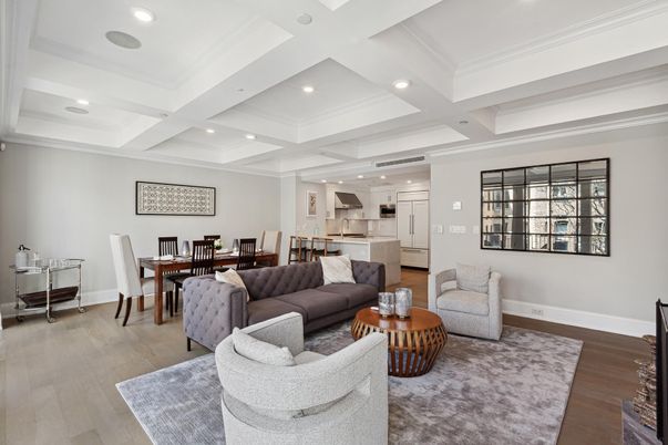 Dining room, Interior, Kitchen, Living room, Recessed Lighting, Stainless Steel Appliances, Wood Texture Flooring