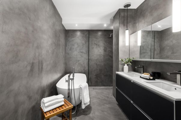 Bathroom, Dual Sink Vanities, Free Standing Baths, Interior, Pendant Lights, Recessed Lighting