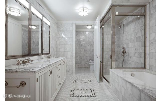 Bathroom, Dual Sink Vanities, Glass Shower, Interior, Marble Walls