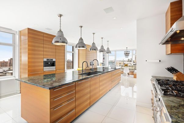 Interior, Kitchen, Pendant Lights, Recessed Lighting, Stainless Steel Appliances