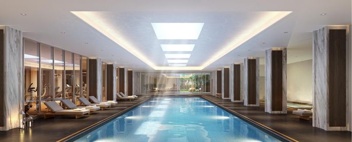 Fitness Equipment, Gym, Interior, Pool, Recessed Lighting