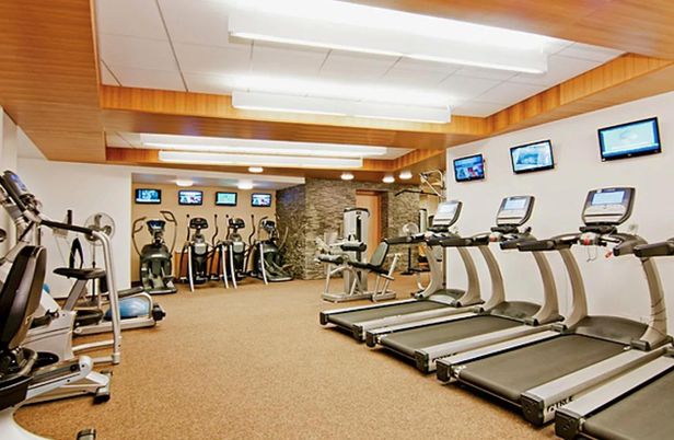 Fitness Equipment, Gym, Interior, Stone Walls, Wooden Walls