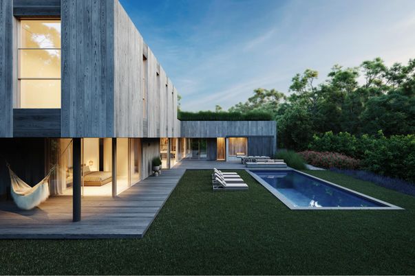 Backyard, Exterior, Facade, Pool, Modern