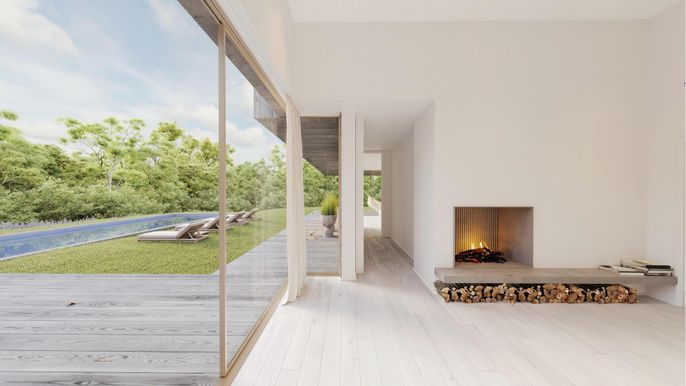 Fireplace, Interior, Wood Texture Flooring