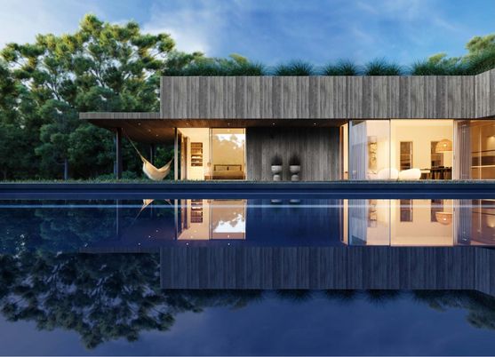 Exterior, Facade, Pool, Modern