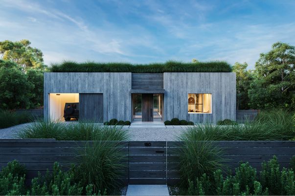 Attached, Exterior, Facade, Modern