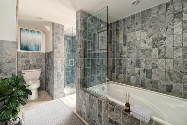 Bathroom, Glass Shower, Interior, Recessed Lighting