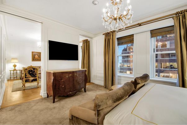 Bedroom, Chandelier, Interior, Wood Texture Flooring