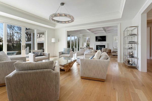 Fireplace, Interior, Living room, Pendant Lights, Wood Texture Flooring